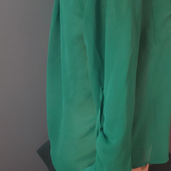 Sheer Emerald Green Blouse see through Brand Mine and Size Small. - Picture 5 of 11